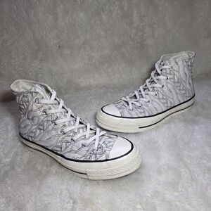 Converse Chuck 70 Hi Runway Cable Quilted Egret Black Sneakers Womens Shoe 8
